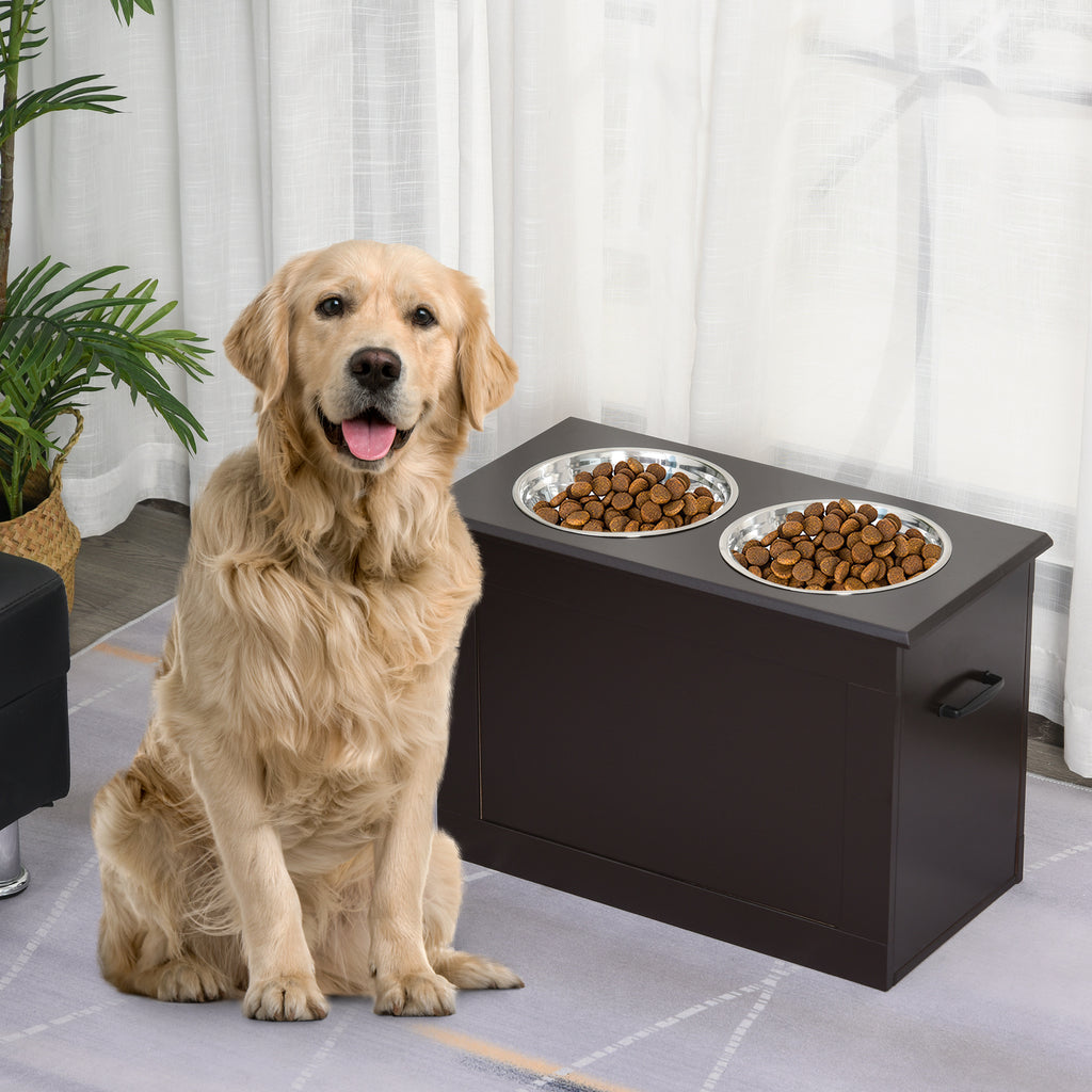 Raised Dog Feeding Station with Storage and 2 Stainless Steel Bowls – image 2