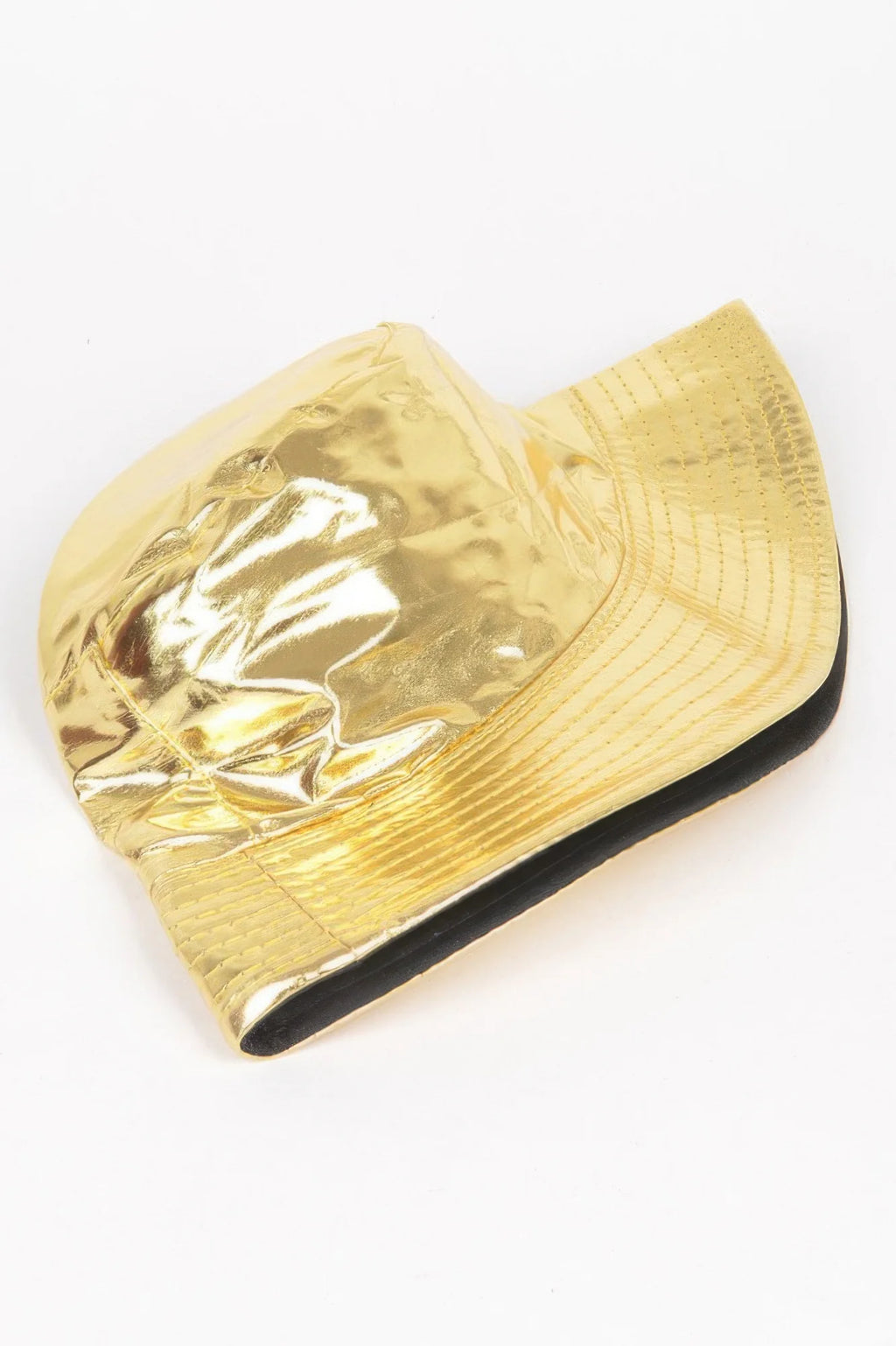 Metallic Faux Leather Bucket Hat, Gold – image 4