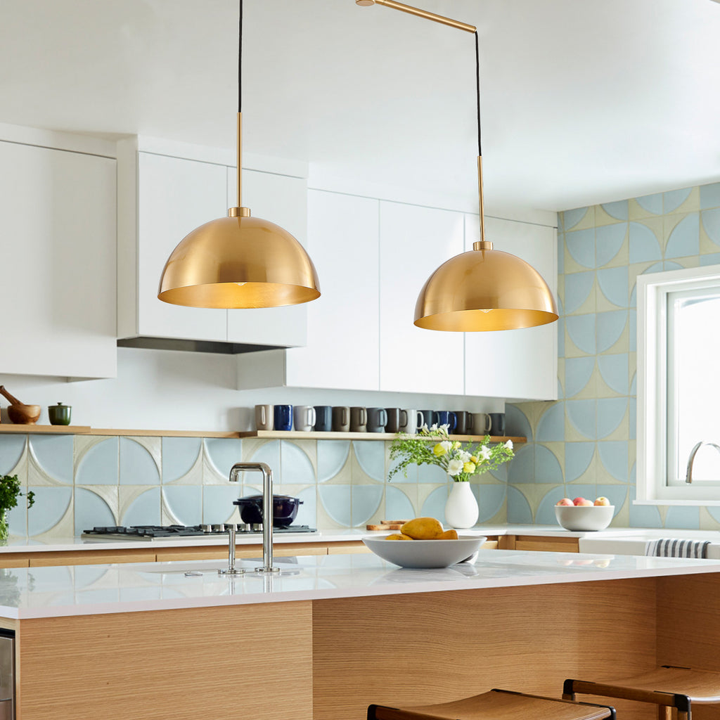 41 Inch Copper Double Pendant Light, Adjustable Kitchen Island Fixture