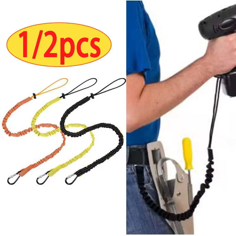 Oilfield Tool Lanyard Bungee Tether with Carabiner, 31 In