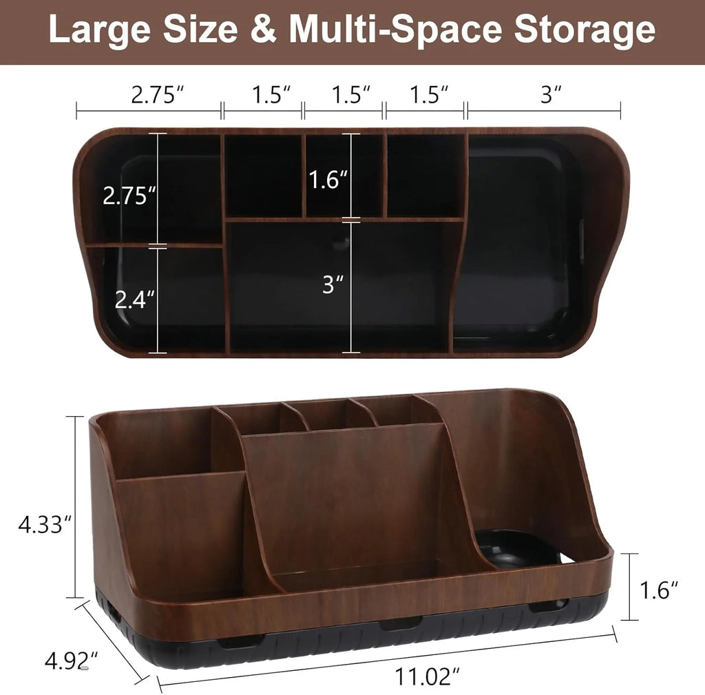 Wood Toothbrush Holder, 7 Slot Bathroom Countertop Organizer – image 3