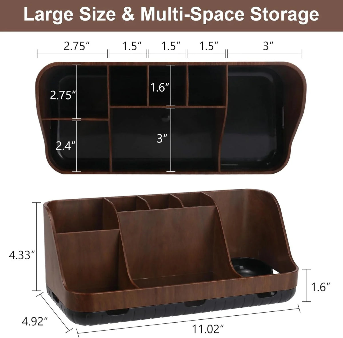 Wood Toothbrush Holder, 7 Slot Bathroom Countertop Organizer – image 3