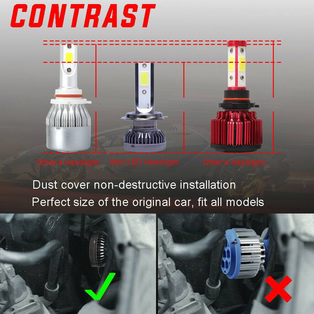 H7 LED Headlight Bulbs 2 Pack, 8000K Blue, High/Low Beam – image 8