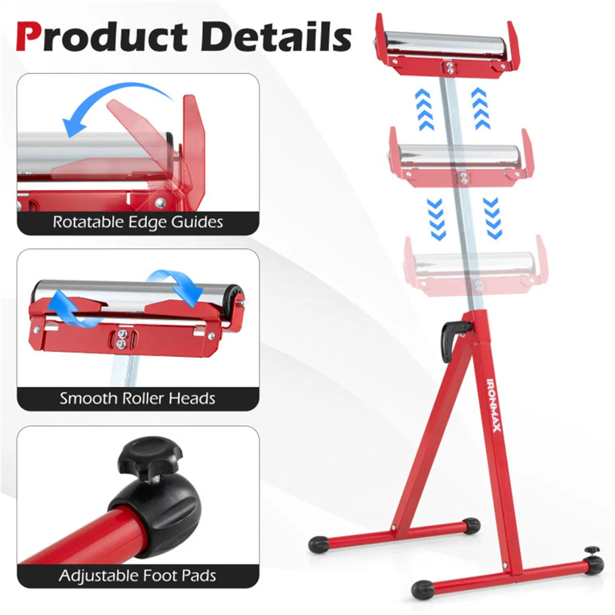 Folding Roller Stand 2-Pack with Edge Guides, 250 lb Each – image 6