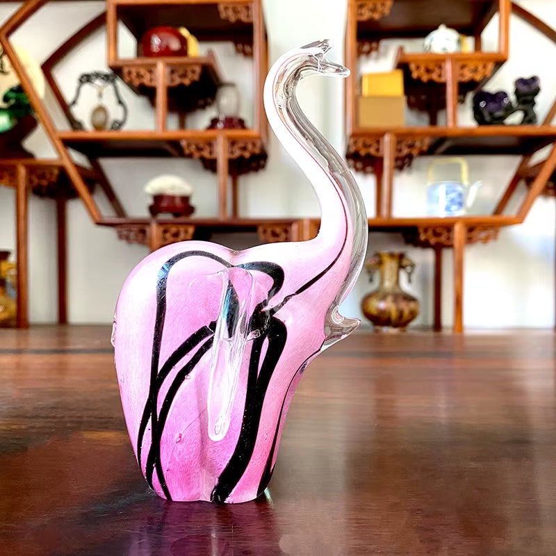 Hand Blown Glass Elephant Figurine, Crystal Table Sculpture – image 6