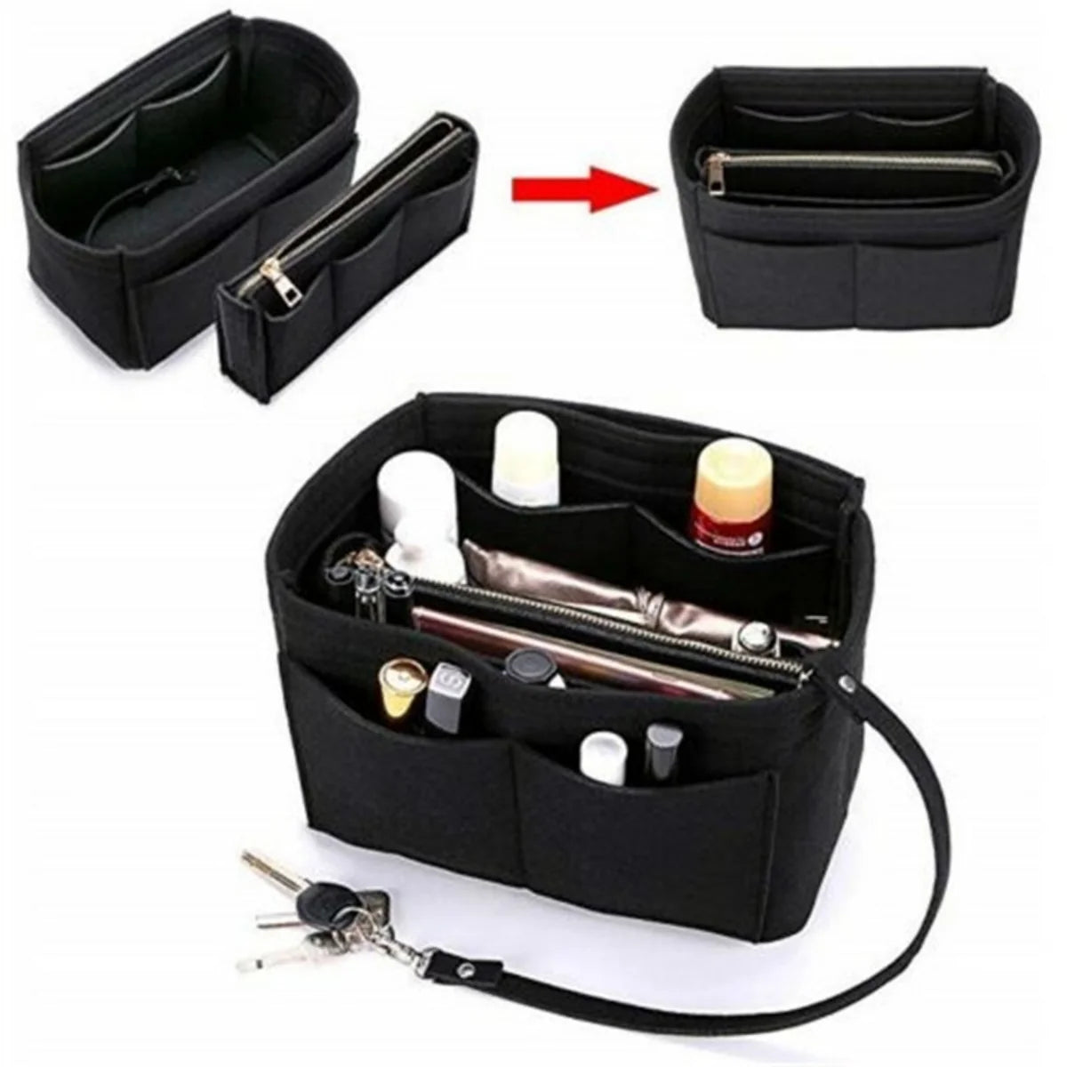 Purse Organizer Insert, Felt Handbag Liner with 13 Pockets – image 10