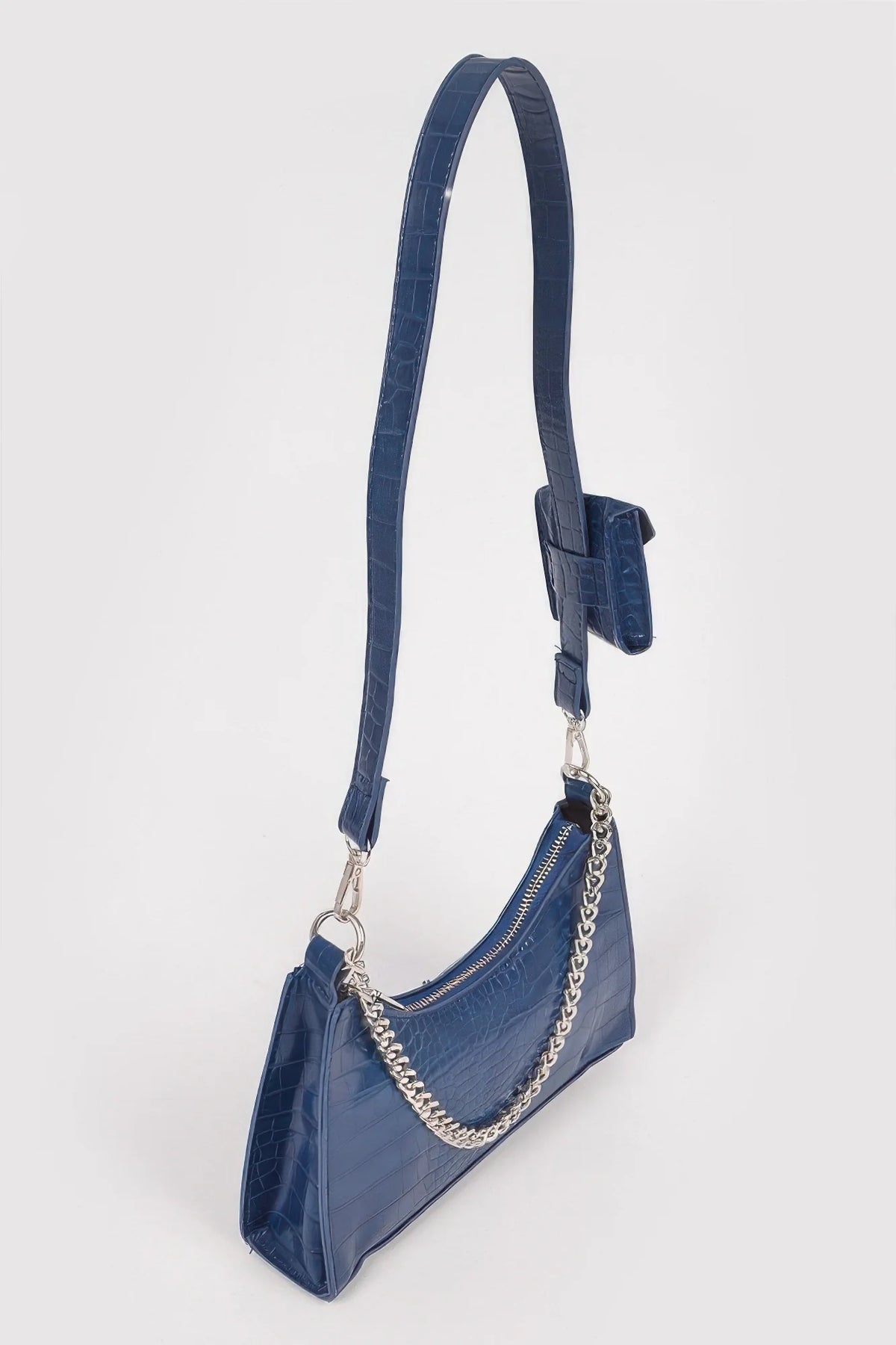 Croc Crossbody Bag – Faux Leather Chain Bag with Mini Pouch – image 2