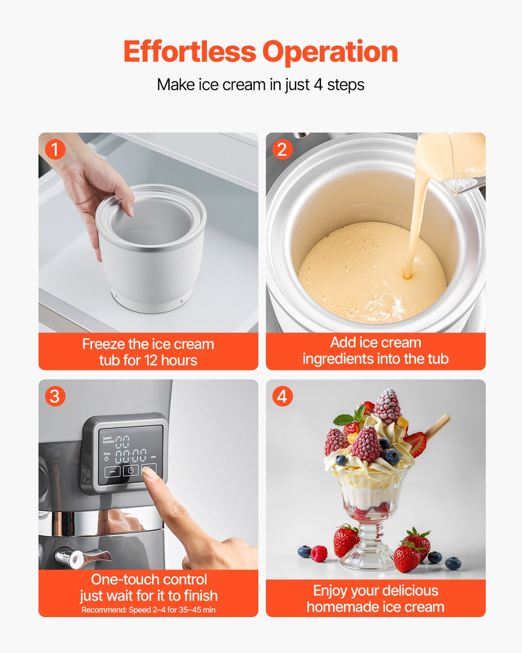 Ice Cream Maker and Stand Mixer, 1.8 Qt with 6 Speeds and Timer – image 5