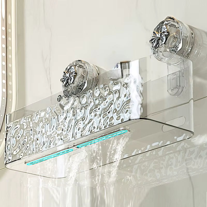 Suction Cup Shower Caddy – Glacier Pattern Bathroom Shelf – image 6