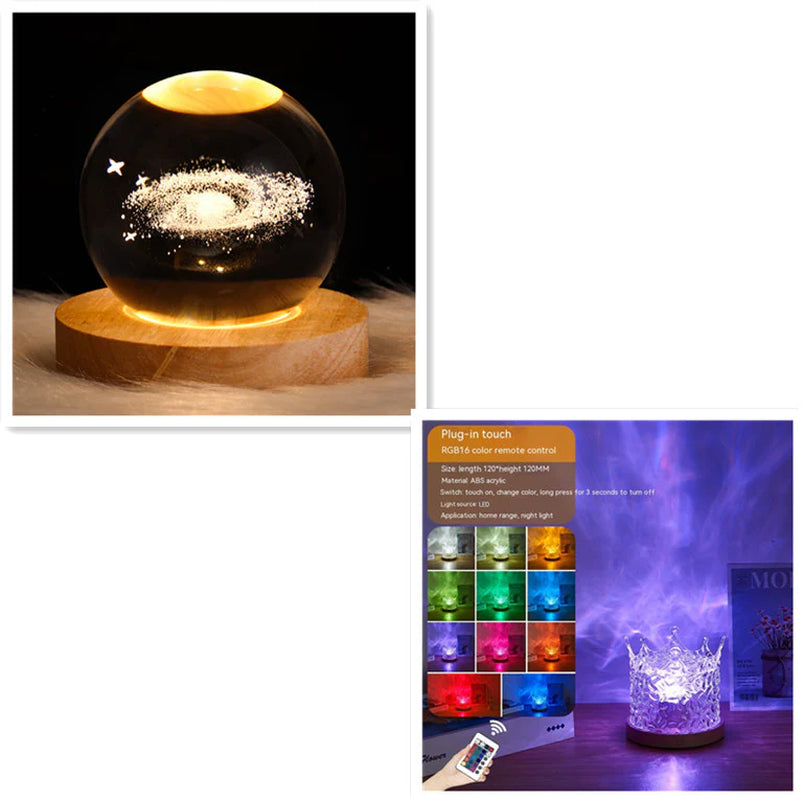 Water Ripple Night Light, Rotating Crystal Table Lamp, 16 Colors – image 8