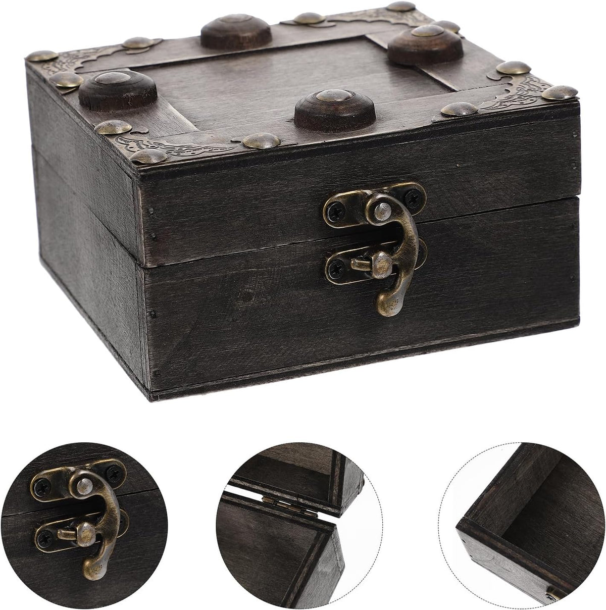 Vintage Wooden Jewelry Box with Buckle Latch – image 5