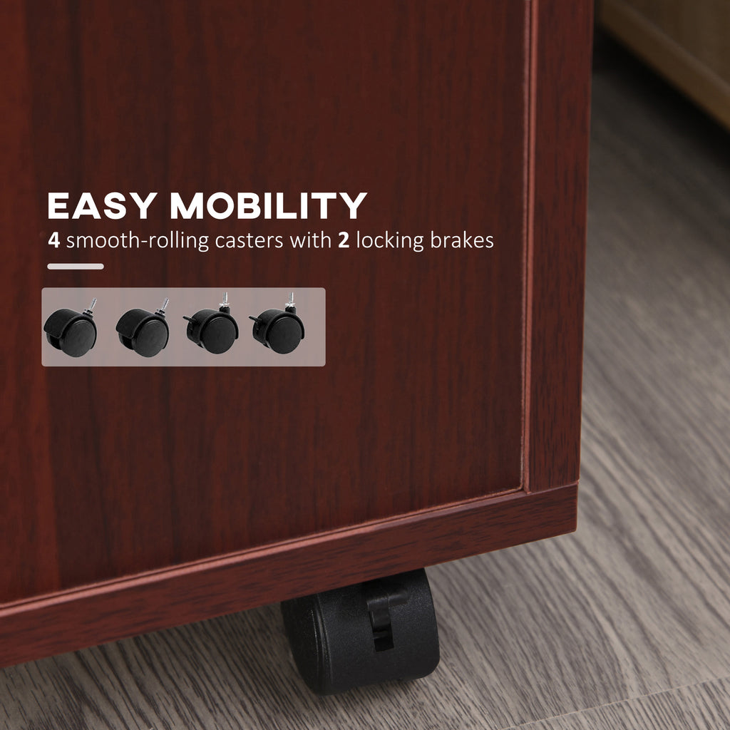 Mobile Printer Stand Cabinet with 2 Drawers, Shelf and Locking Casters – image 6