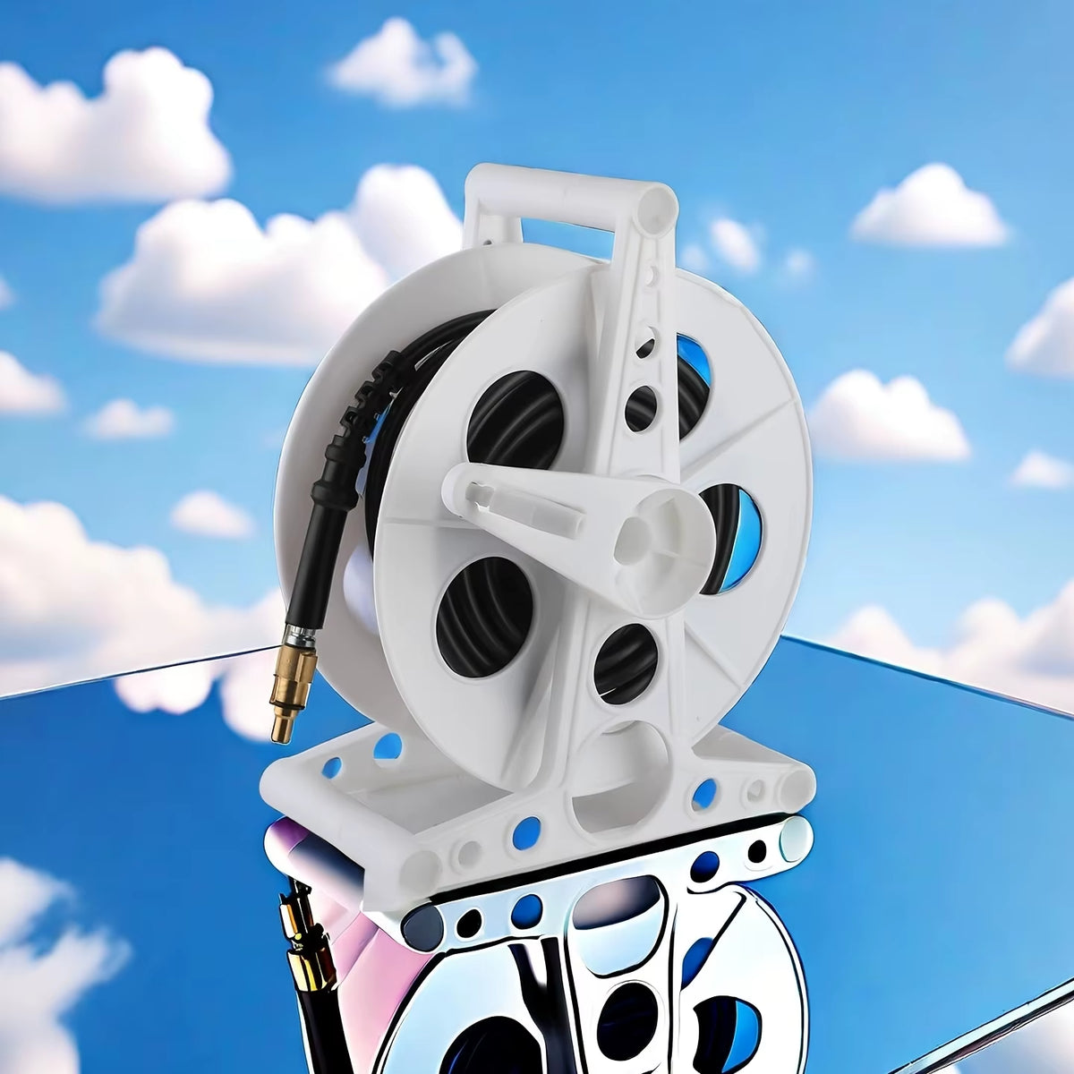 Heavy Duty Cord and Hose Storage Reel with Stand and Crank