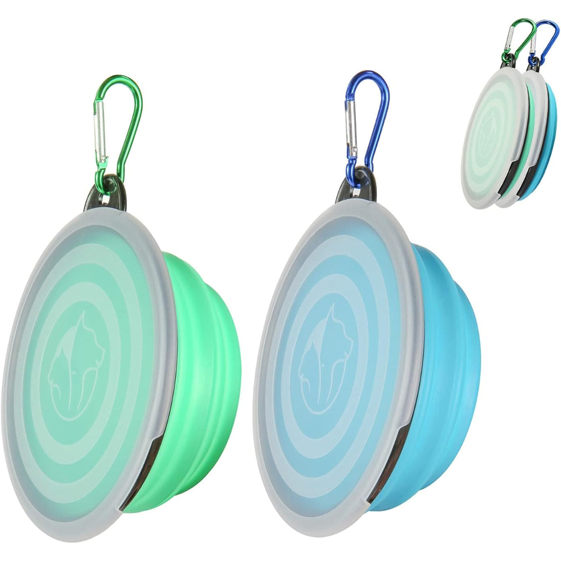 2-Pack Collapsible Travel Pet Bowls with Lids