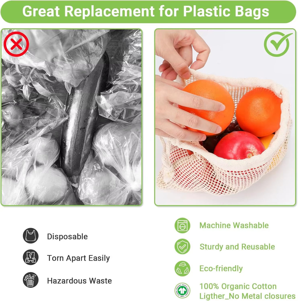Mesh Produce Bags – Reusable Cotton Grocery Bags – image 3