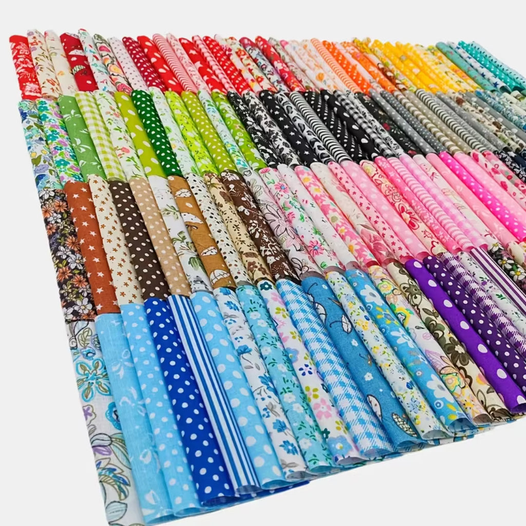 Cotton Fabric Squares 300 Pc, 4 x 4 in Quilting Patchwork Bundle