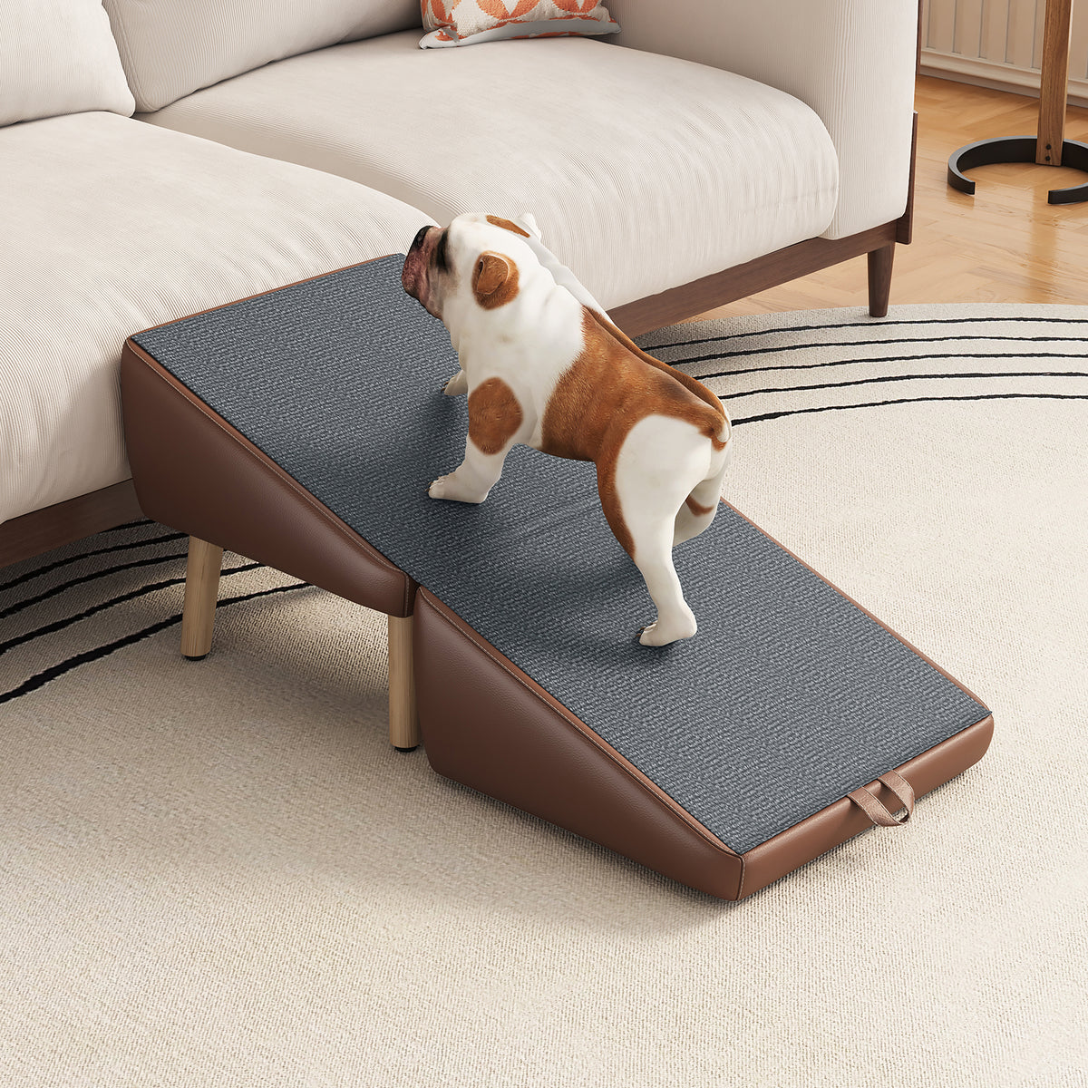 Dog Stairs and Ramp 2-in-1, Wooden Ottoman Pet Steps for Couch, Brown – image 17