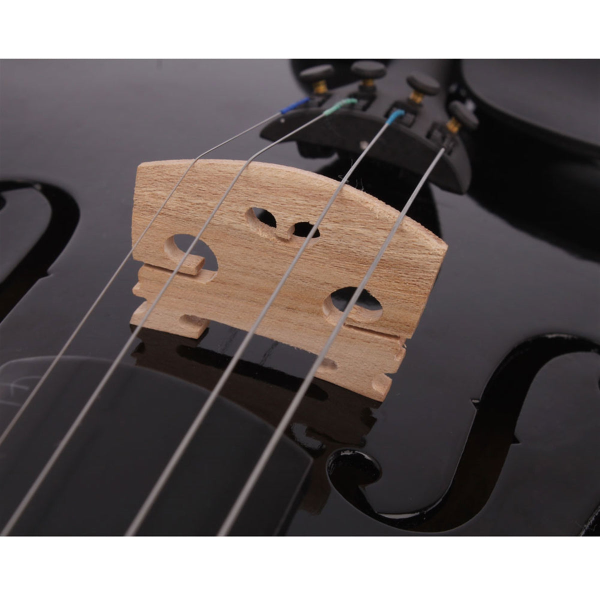 Full Size 4/4 Acoustic Violin Set – Black, with Case, Bow & Rosin – image 7