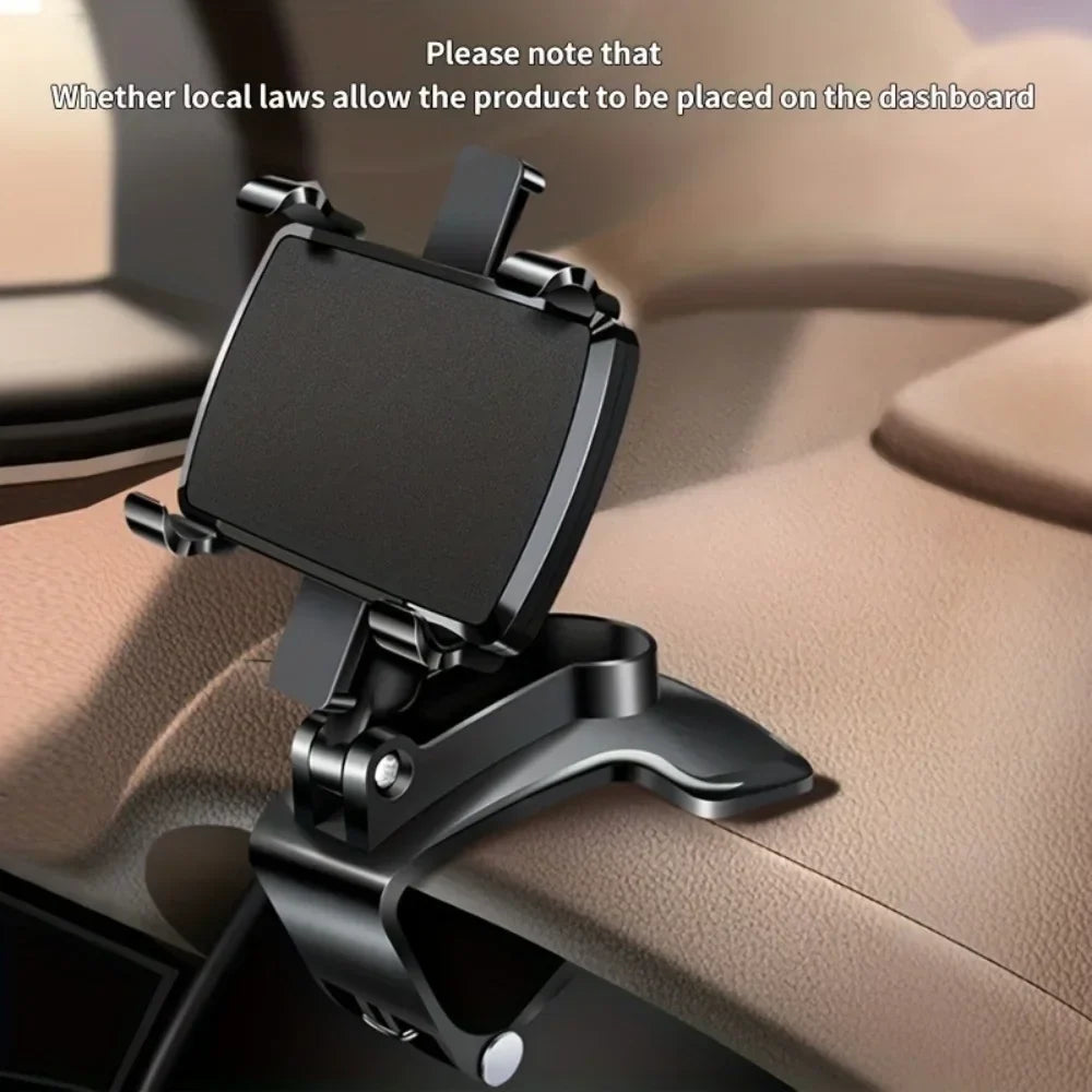 Dashboard Car Phone Holder – 360° Rotating Clip Mount