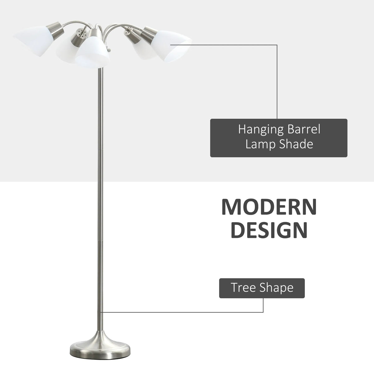 Arc Tree Floor Lamp with 5 Adjustable Rotating Shades – image 4