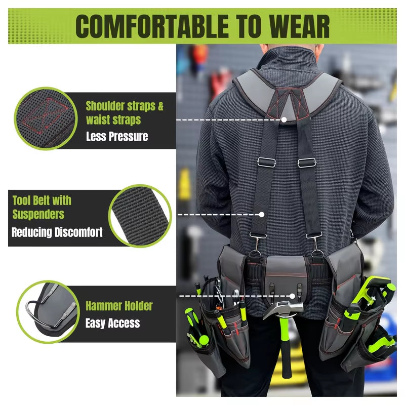 Tool Belt with Suspenders, 22 Pockets, Adjustable 32 to 66 Inch – image 6