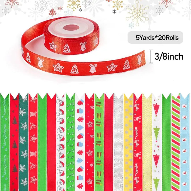Christmas Gift Wrapping Ribbon 20 Rolls 100 Yards 3/8 Inch – image 5