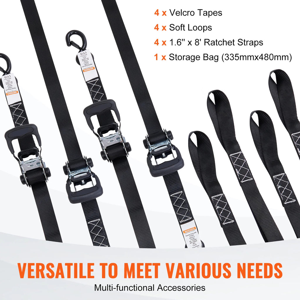 Ratchet Tie Down Straps 4 Pack 5208 lb Break Strength 8 ft – image 4