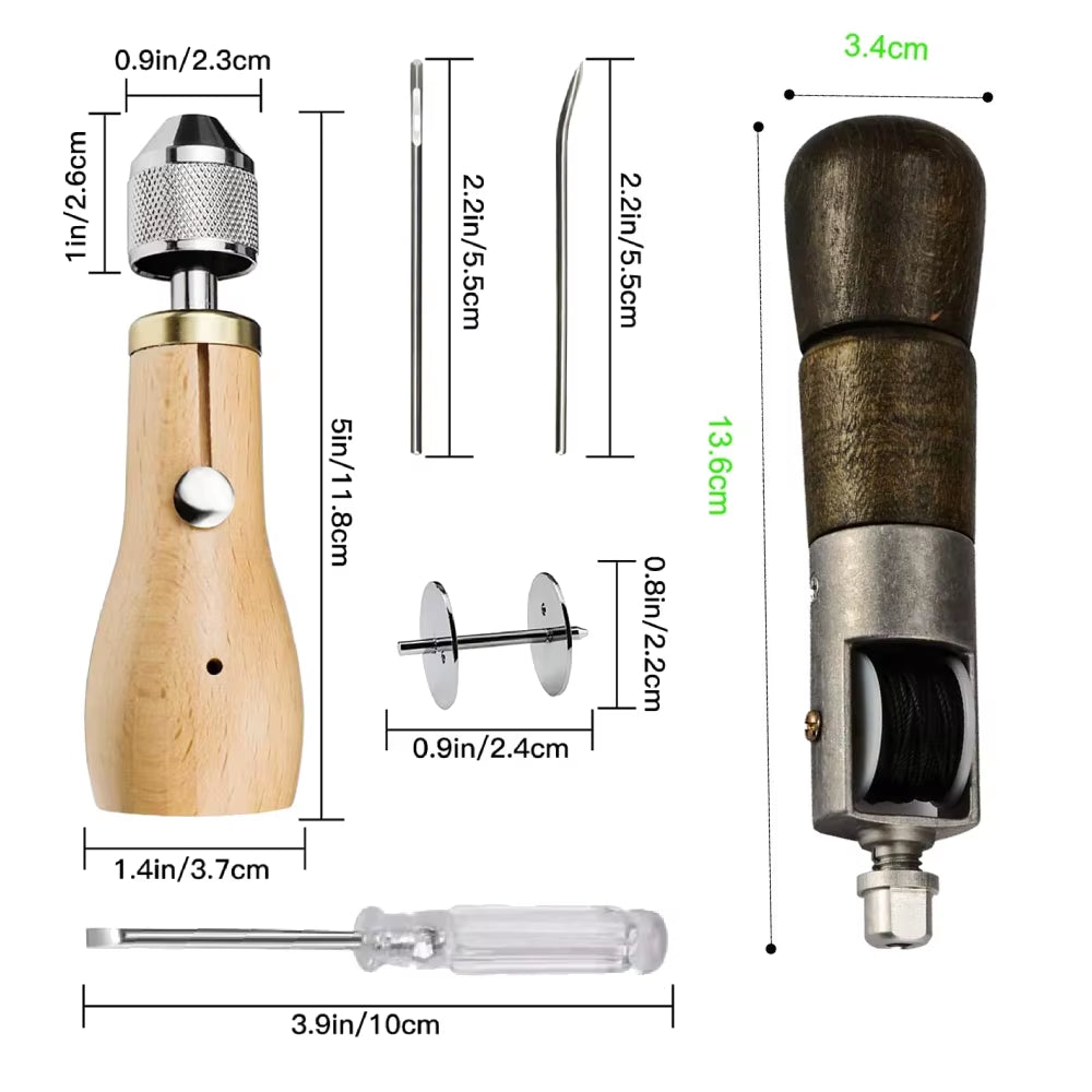 Leather Sewing Awl Kit with Waxed Thread and Needles – image 3