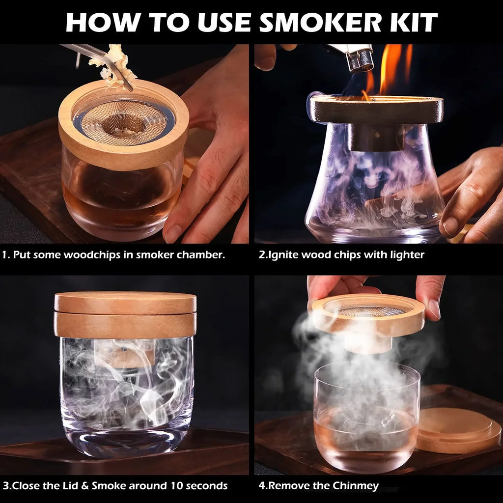 Cocktail Smoker Kit - Oak Whiskey Smoke Top with 4 Wood Chip Flavors – image 3