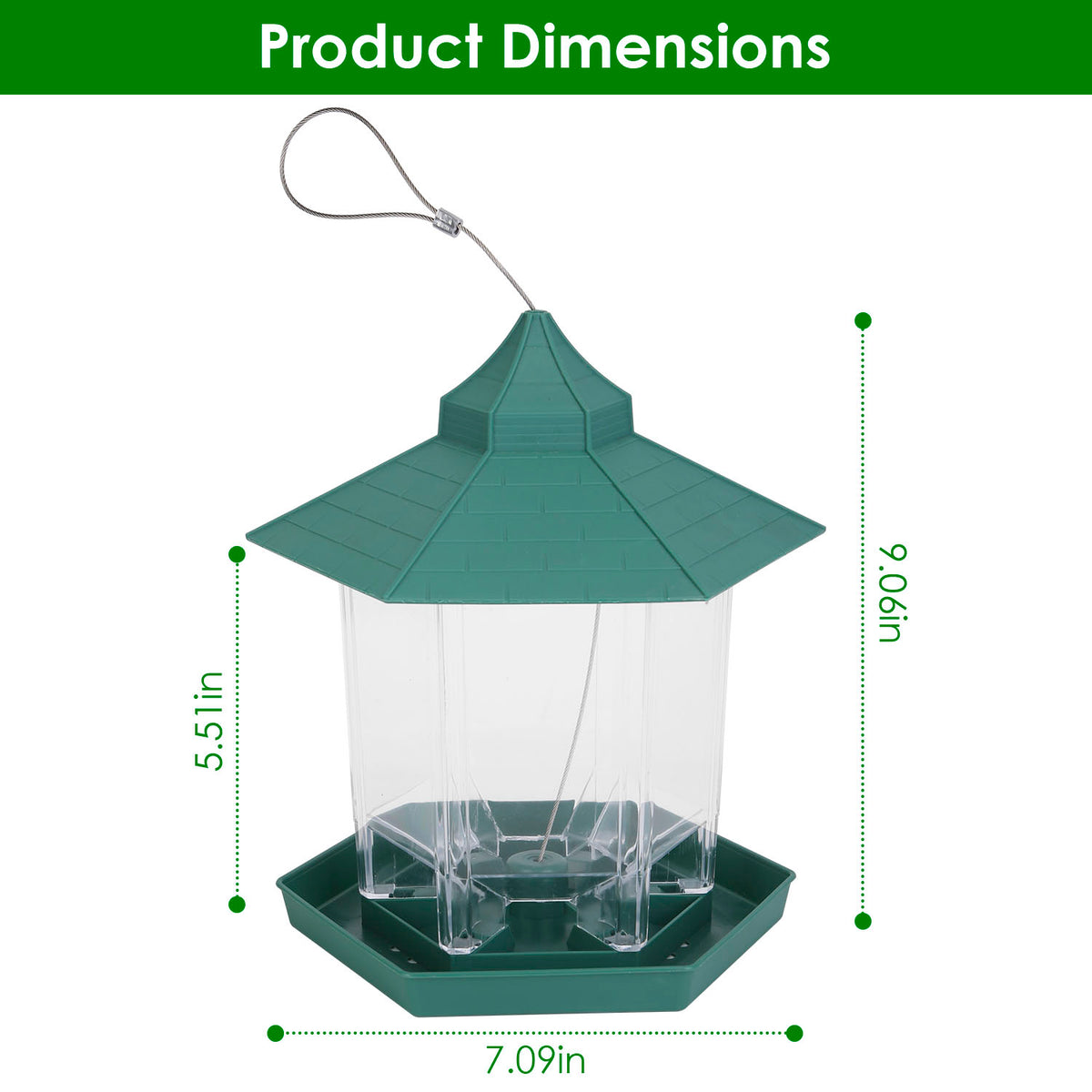 Gazebo Bird Feeder - Hanging 6-Port Wild Bird Seed Station – image 8