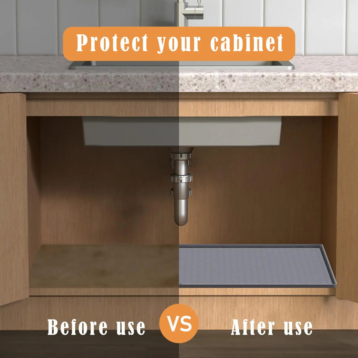 Under Sink Mat – 34 x 22 in Silicone Cabinet Liner Drip Tray – image 3