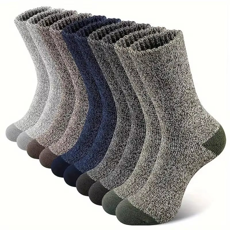 Thermal Hiking Socks 5 Pairs Thick Crew Socks for Men