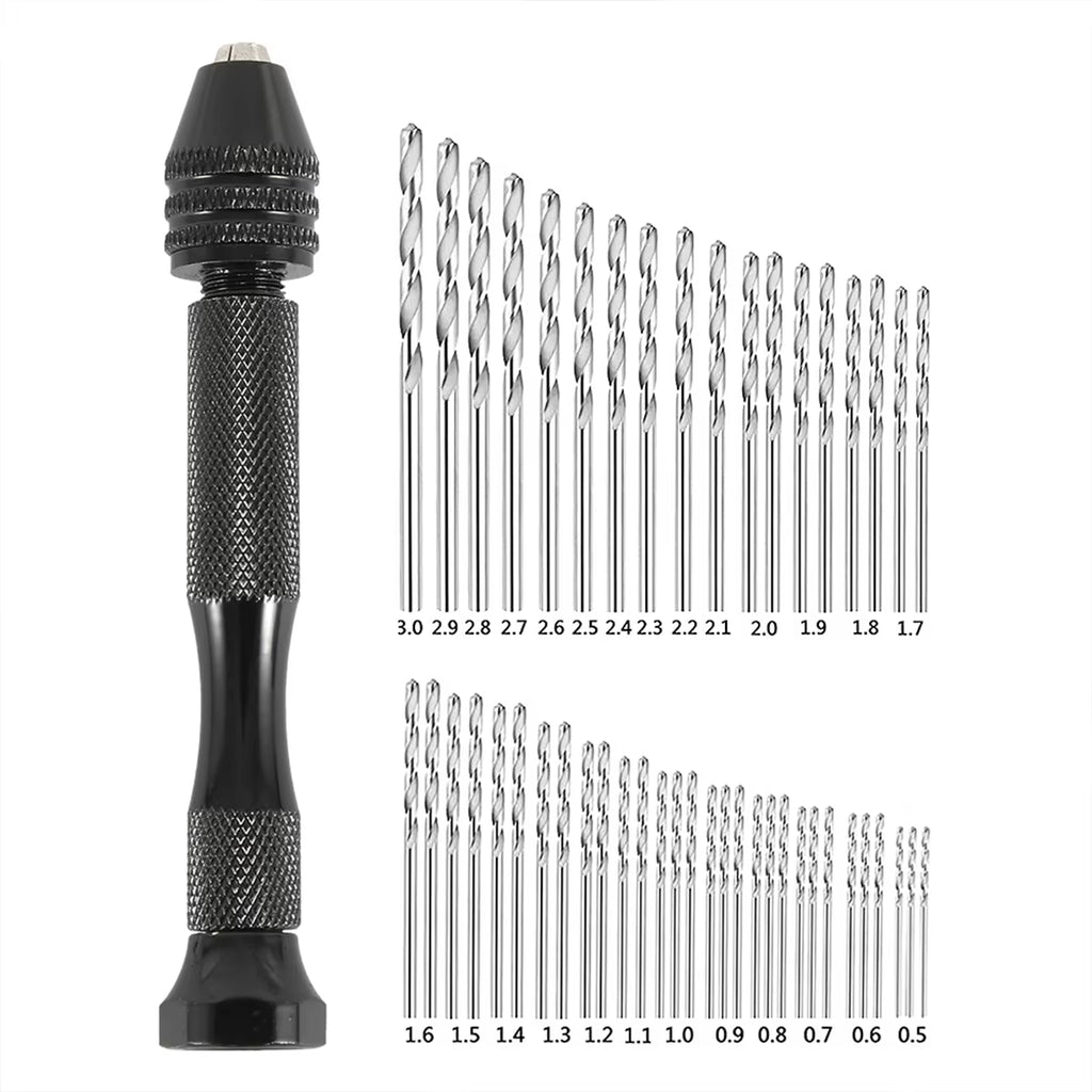Pin Vise Hand Drill Set – 49 or 57 Pieces with Mini Bits