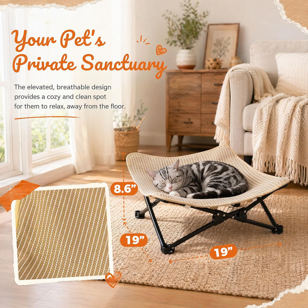 Elevated Cat Bed – Foldable Sisal Cat Hammock – image 5