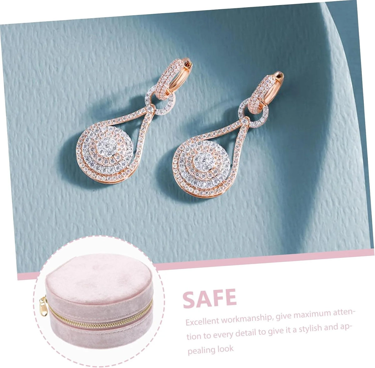 Travel Jewelry Box – Pink Portable Case for Rings & Earrings – image 5