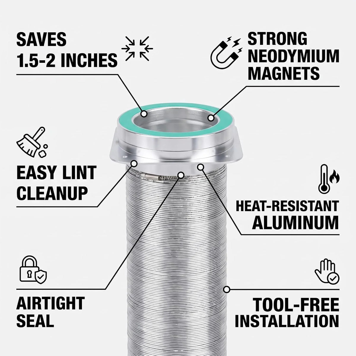 Magnetic Dryer Vent Connector Kit - Quick Connect Hose Coupling – image 8