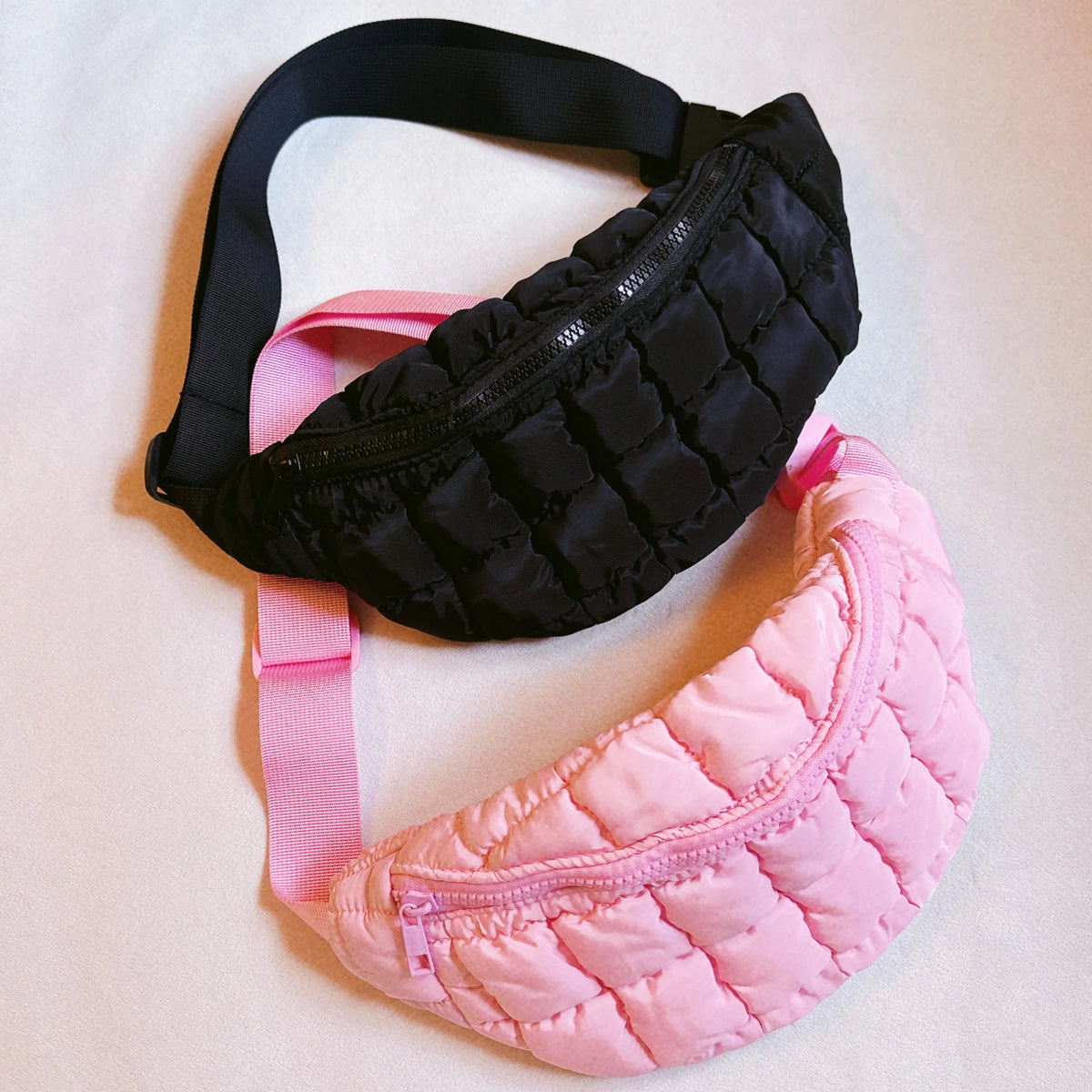 Puffy Banana Sling Bag – Quilted Nylon Crossbody Bag