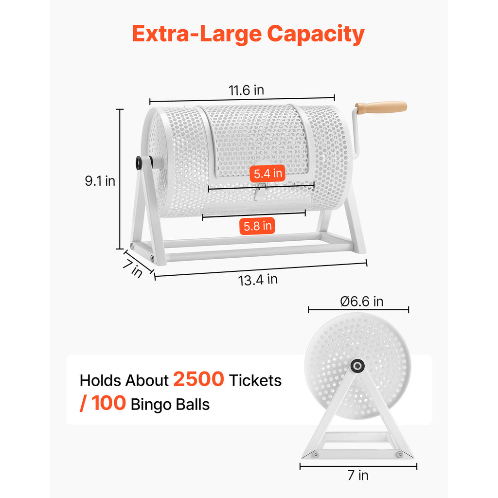 Raffle Ticket Spinner Drum, Holds 2500 Tickets with Stand – image 2
