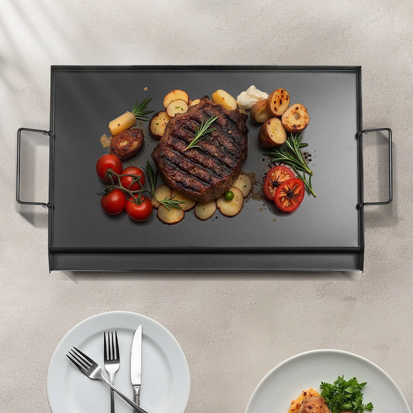 24 x 16 Inch Carbon Steel Flat Top Griddle with Grease Trough