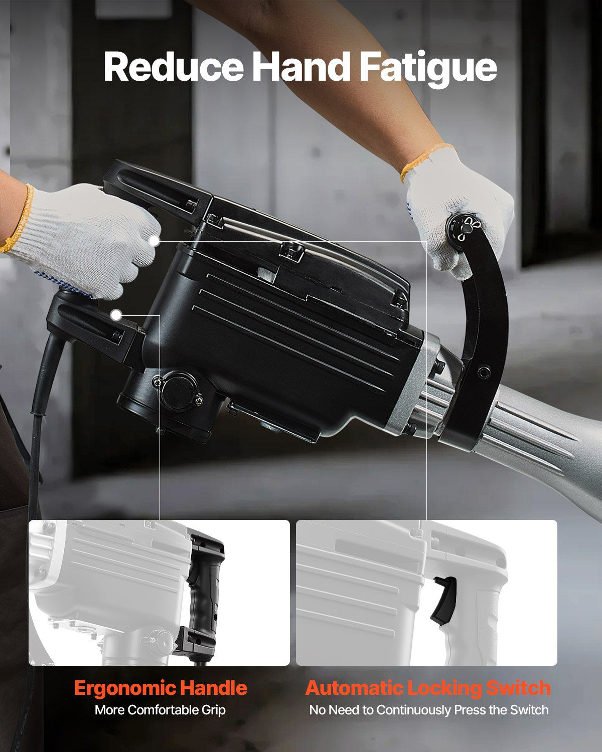 Electric Jack Hammer 2800W, 1200 BPM Demolition Hammer with Chisels – image 5
