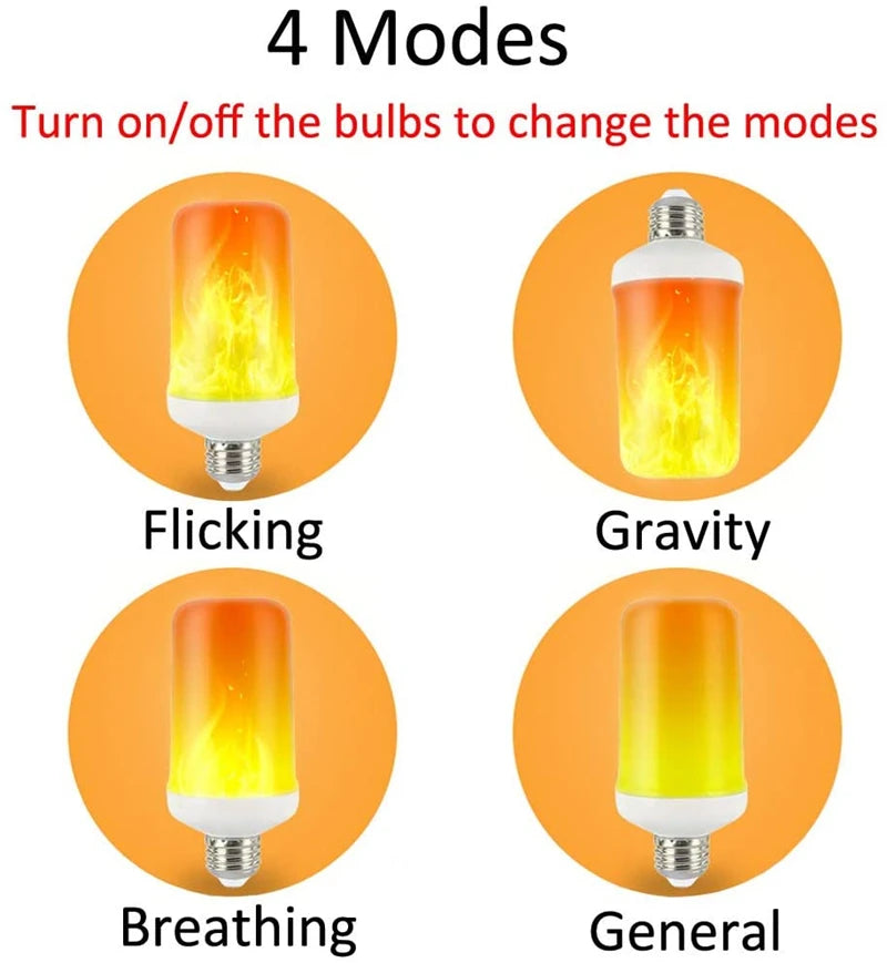LED Flame Effect Bulb 12W E26 - Multi-Mode Fire Light for Bars, Parties & Decor