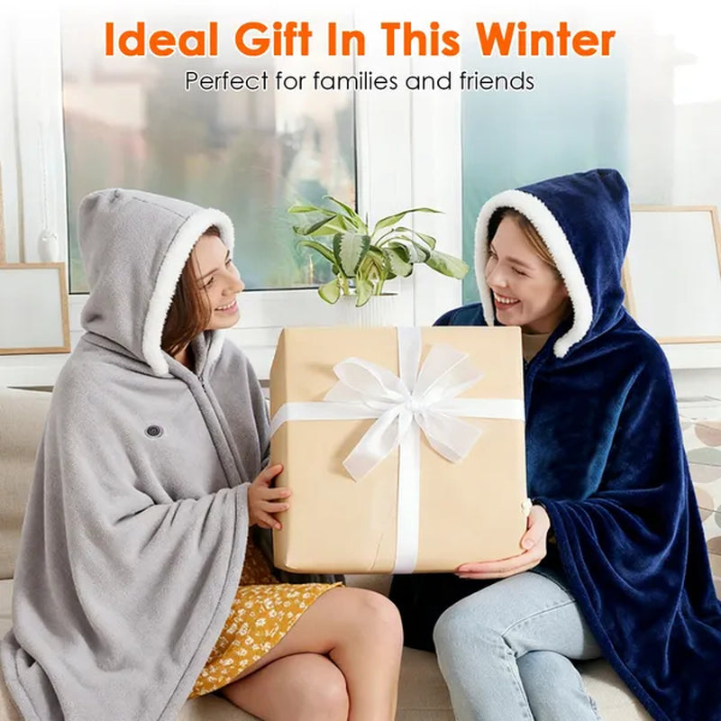 Wearable Heated Blanket Hoodie, USB Powered Flannel with 3 Heat Levels – image 5