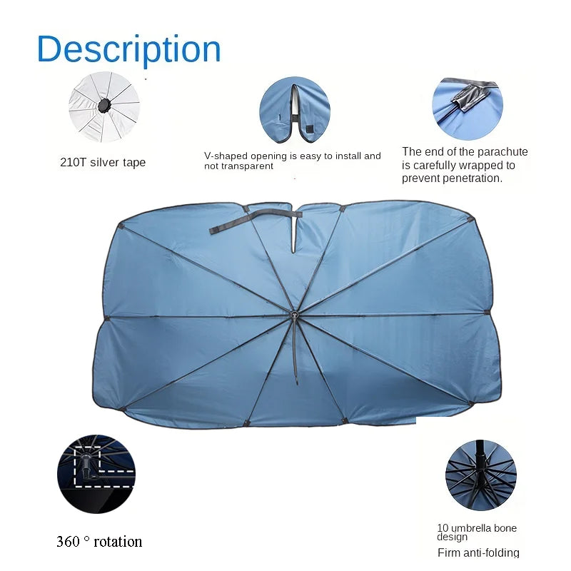 Foldable Car Windshield Sun Shade Umbrella - 360° Bendable Handle – image 6