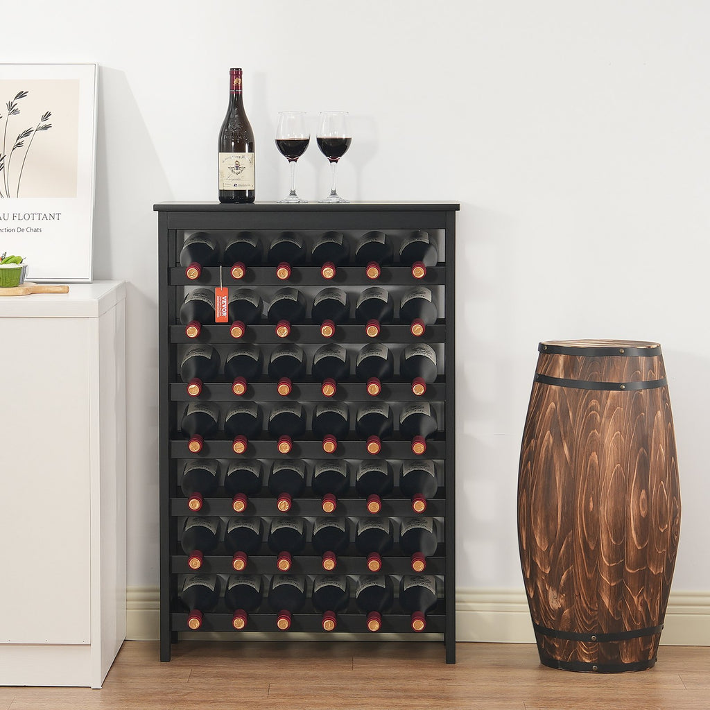 Bamboo Wine Rack, 42-Bottle 7-Tier Freestanding Display Shelf