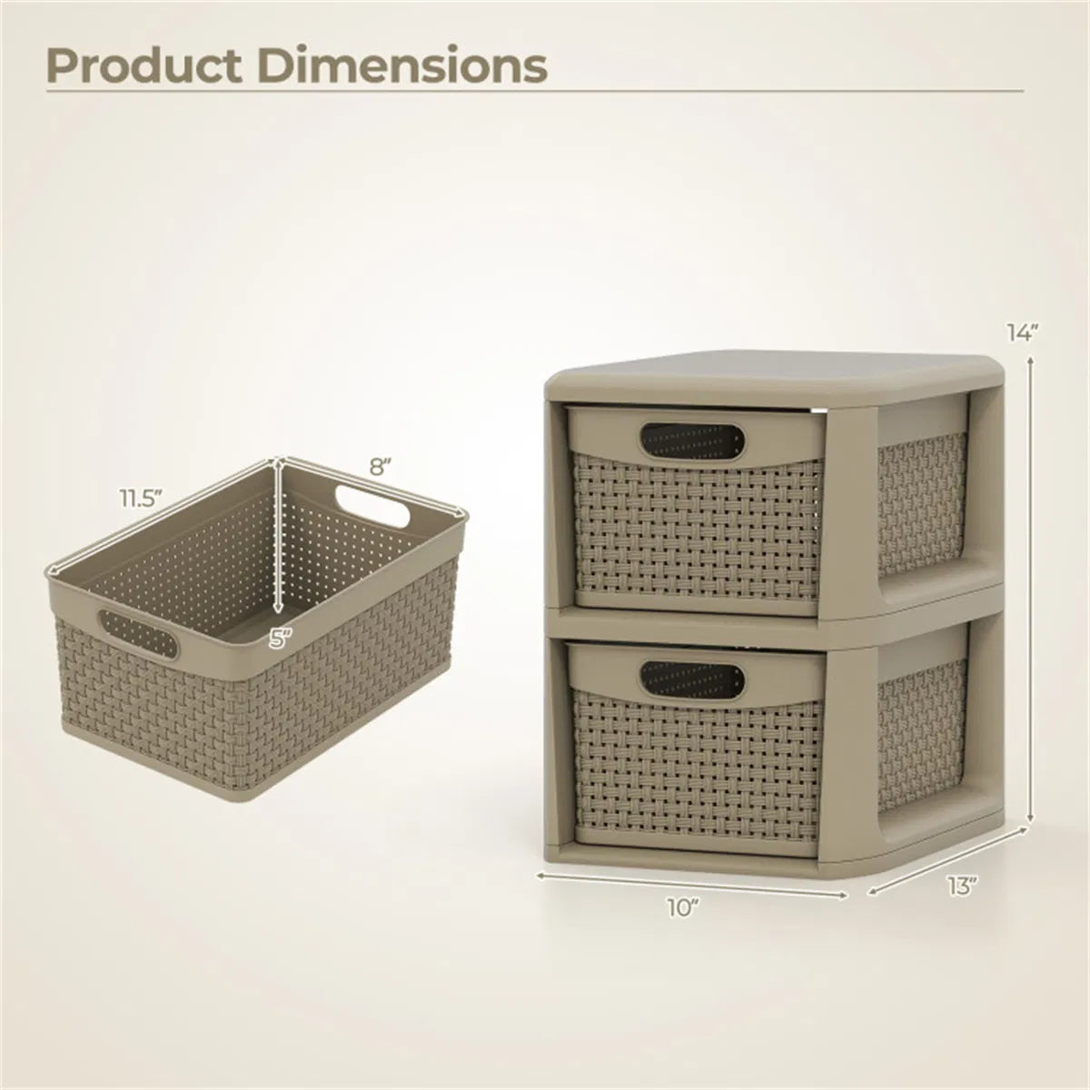 Narrow Storage Cabinet with 2 Wicker-Style Drawers – image 6