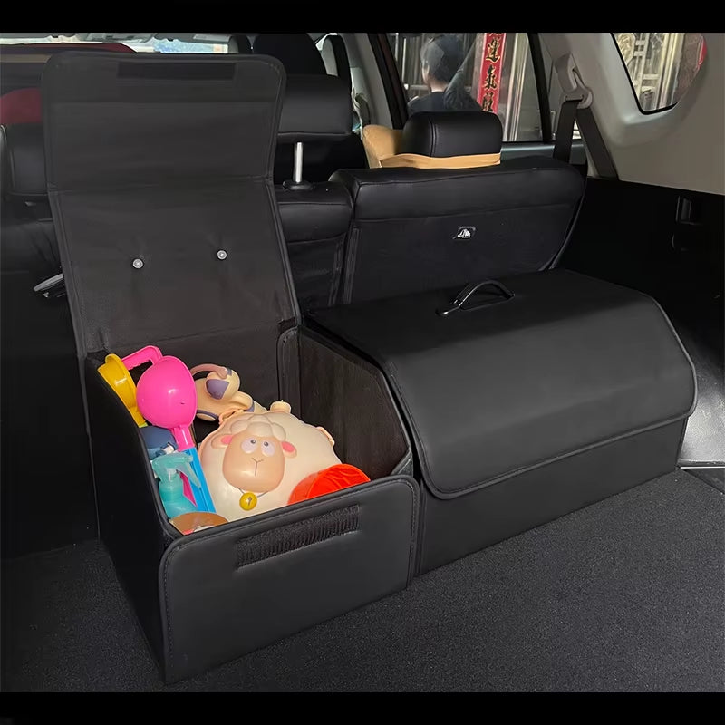 Car Trunk Organizer with Lid, Collapsible PU Leather Storage Box – image 3