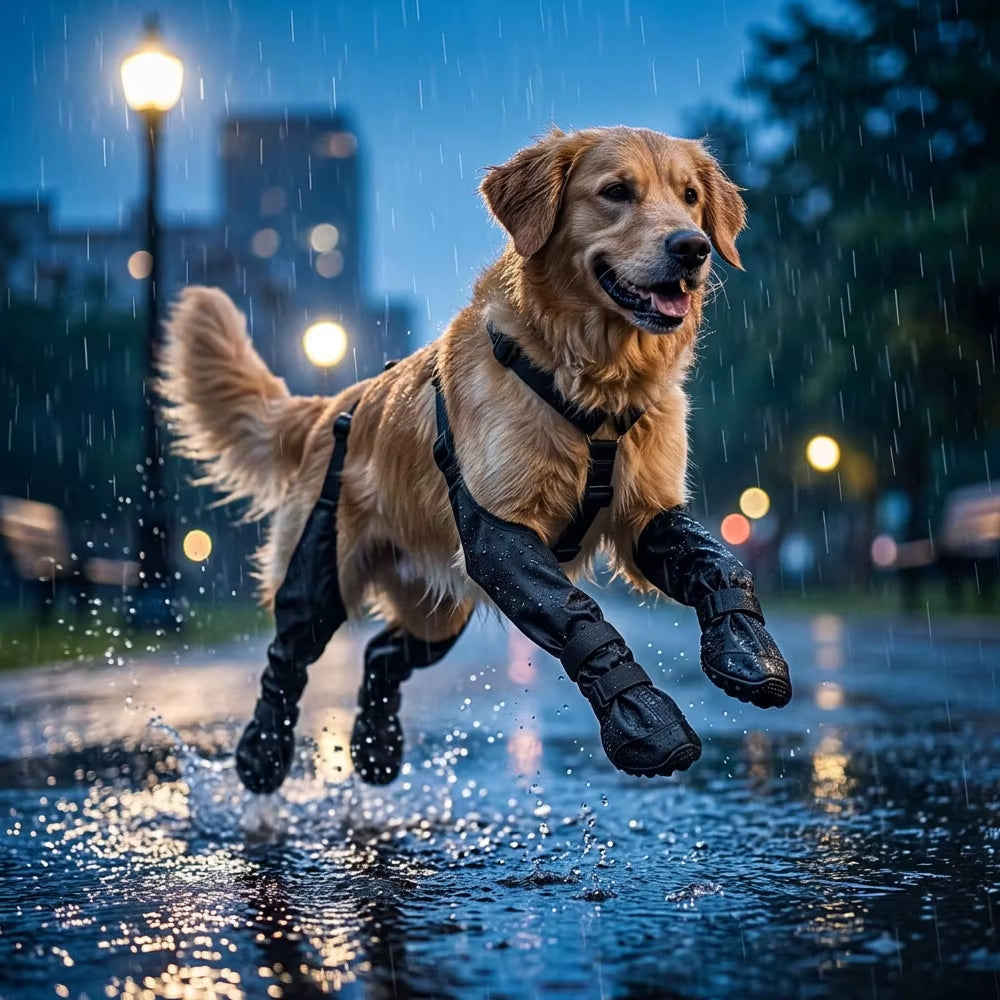 Waterproof Dog Boots - Adjustable Suspender Booties, Anti-Slip Soles – image 2