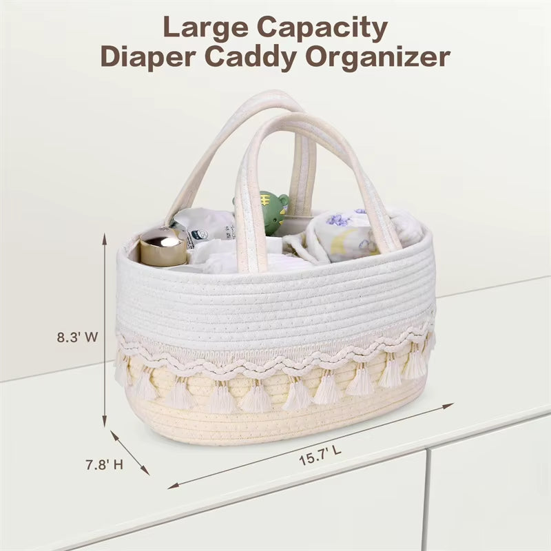 Foldable Cotton Rope Diaper Caddy Organizer Basket – image 6