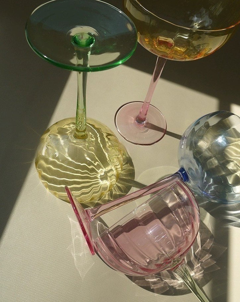 Hand Blown Pastel Cocktail Coupe Glasses, Set of 4 – image 7