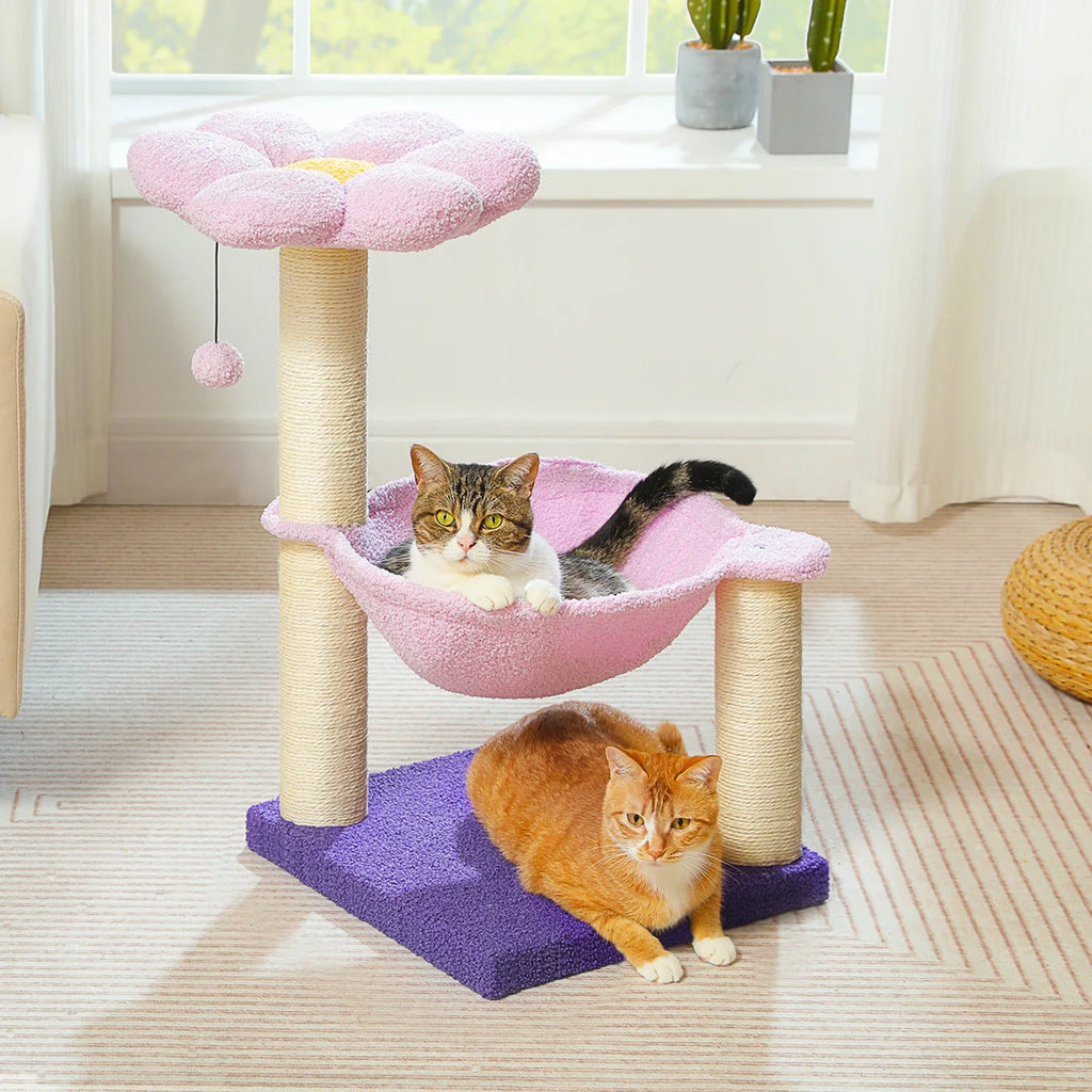 Flower Cat Tree with Large Hammock and Sisal Scratching Posts